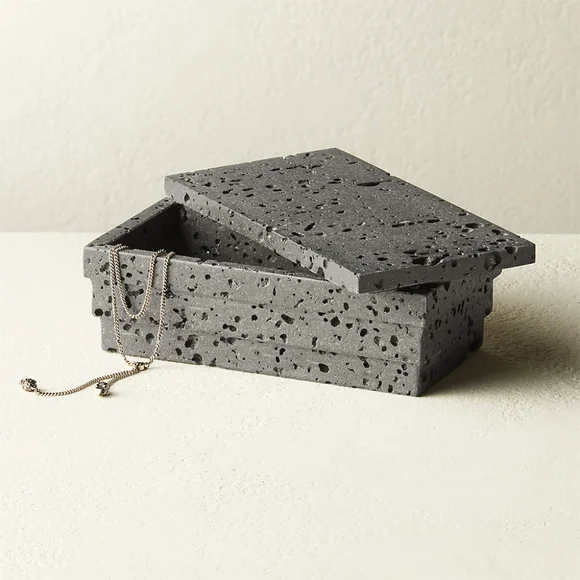 NEW CB2 CONCRETE CEMENT CATCHALL BOX W/LID